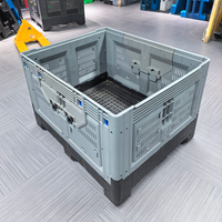 Conteneur de transport et de stockage en maille isolée pour poisson, en HDPE, grand format, solide, pliable, rigide, empilable et ventilé