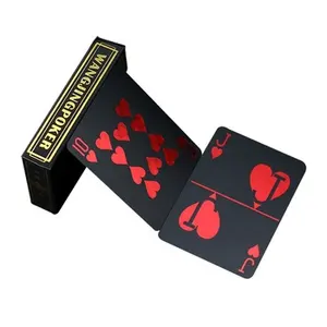 Wjpc Professionele Maatwerk Spelen Dek Set Waterdichte Pvc Black Poker Kaarten Met Chips