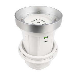 Regleta de Enchufes Empotrable con Tapa de Mármol, Cargador Rápido para Portátil Tipo C de 20W, 3 Tomas de Corriente Ocultas para Encimera de Cuarzo - Product Image 1