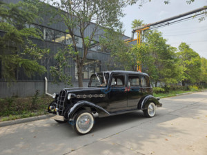Coche Clásico Vintage Negro Personalizado con Techo Rígido, Vehículo Eléctrico Retro Antiguo, Carrocería Personalizada, Vehículo de Lujo para Exhibición en Bodas - Product Image 6