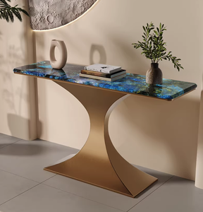 Console <span class=keywords><strong>d</strong></span>'<span class=keywords><strong>entrée</strong></span> moderne en marbre et acier inoxydable, finition or champagne, durable et écologique, meubles de salon - Product Image 1