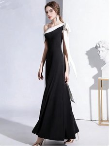 Nuovo <span class=keywords><strong>Abito</strong></span> da Sera Estivo Elegante da <span class=keywords><strong>Donna</strong></span>, Semplice Monospalla con Nastri, Linea ad A, Lunghezza alla Caviglia, per Cerimonie di <span class=keywords><strong>Laurea</strong></span> e Feste - Product Image 3
