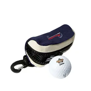 1個のコットンゴルフボールバッグジップクロージャーは2つのボールを保持しますカラビナデザインポータブルウエストバッグゴルフアウトドアスポーツアクセサリー