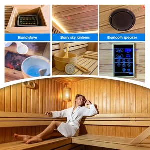 Ruang <span class=keywords><strong>Sauna</strong></span> Kayu Solid Tradisional Mewah untuk Luar Ruangan, Komersial, Relaksasi Uap, Kapasitas 4 Orang, untuk Pusat Spa dan Kesehatan - Product Image 2