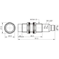 Capteur de proximité cylindrique universel standard KDC18KN12N1-B3, conception pour IP67, NPN/PNP NO/NC, 30V DC, détection réglable 12mm