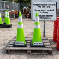 Cône de signalisation SMT incassable en PVC souple vert de 90 cm (36 po) à retour rapide, deux pièces, robuste, résistant au vent, haute intensité, conforme EN13422
