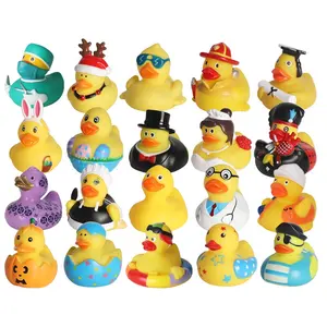 3 inç vinil PVC hayvan banyo oyuncak ördekler noel promosyon hediyesi plastik ağırlıklı özel lastik ördek banyo oyuncakları