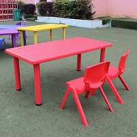 Tables et chaises en plastique pour enfants, forme carrée, design sécurisé, plusieurs couleurs, prix d'usine, personnalisables, réglables pour les repas scolaires