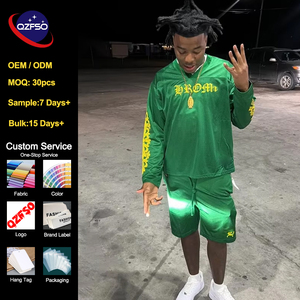 QZFSO, camiseta de manga larga con estampado personalizado, camiseta gráfica, camiseta de gran tamaño, ropa de calle con sublimación, conjunto corto de Jersey de fútbol de malla - Product Image 1