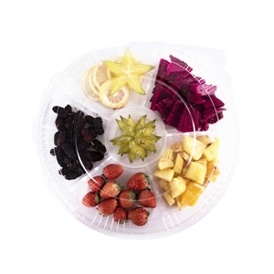 Barquette de fruits frais en <span class=keywords><strong>plastique</strong></span> ronde de haute qualité à 6 compartiments, jetable, pour <span class=keywords><strong>salade</strong></span> et fruits, avec couvercle - Product Image 2