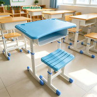 Ensemble de chaise de bureau ergonomique moderne de qualité supérieure pour enseignant avec tiroir, en métal et plastique durables, réglable en hauteur pour l'étude des enfants - Meida