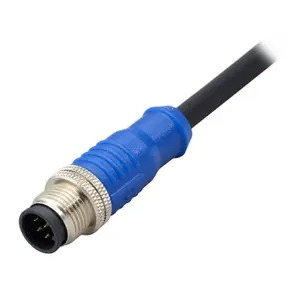 Câble de moulage droit mâle M12 A-coding 3 4 5 6 8 broches, PVC noir, 0, 34mm2, L = 1.5M