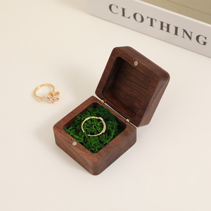 Custom Logo Walnut Wood Double Ring <b>Box</b> Velvet Lining Magnetic <b>Wedding</b> Engagement Jewelry <b>Gift</b> <b>Box</b> - Product Image 3