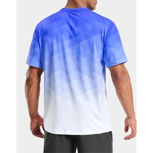 Camiseta Deportiva de Manga Corta para Hombre, con Patrón Geométrico Degradado Azul, de Secado Rápido, Corte Regular, Cuello Redondo, Tejido de Poliéster - Product Image 2