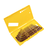 9 Buah Produsen Kustom Kualitas Tinggi Lengan Panjang S2 Metric Bronze Torx Hexagon Ball End Allen Wrench Hex Key Set dengan Kotak Kuning
