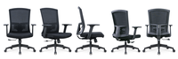 Chaise de bureau sans appui-tête, pivotante en maille avec base en nylon et accoudoirs réglables en hauteur, noire