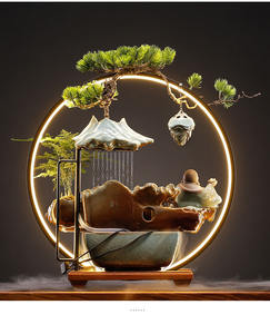 2024 elektrikli brülörler kozalaklar koku tutucu Censer yaratıcı aromaterapi seramik Led ışık geri akış şelale tütsü brülör - Product Image 4