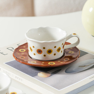 Retro Floral Ceramic Coffee <b>Cup</b> And Saucer <b>Set</b> For Afternoon <b>Tea</b> Home Use - Product Image 4