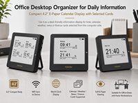 Kylendar Mini 4.2" Calendrier de bureau numérique intelligent WiFi avec affichage de l'heure, de la date, de la météo et de l'heure mondiale pour la configuration de poste de travail