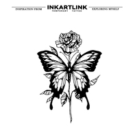 Autocollant de tatouage semi-permanent réaliste en forme de papillon et de rose, longue durée (15 jours), pour femmes, corps, épaule, bras - Vente en gros