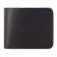Dompet Lipat Kulit Sapi Vintage Crazy Horse Grosir, Banyak Slot Kartu, Tempat Uang Tunai, Logo Custom, Dompet Kulit Asli untuk Pria, Hadiah