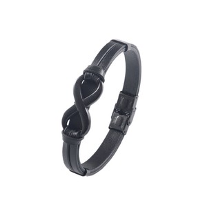 Pulsera de Cuero de Doble Capa con Símbolo de Infinito en Forma de 8, Acero Inoxidable, Joyería Unisex, Regalo, 7.5, 8.5, 9 Pulgadas - Product Image 3