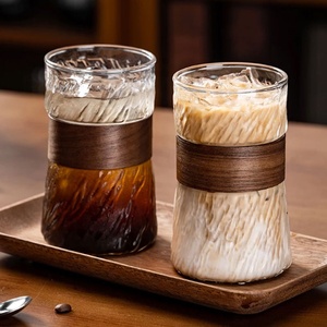 Bicchieri in Vetro Borosilicato Soffiato a Mano per Cappuccino, Latte, Espresso, Succhi e Tè, <span class=keywords><strong>Tazza</strong></span> Trasparente per Caffè Freddo con Manicotto in Bambù - Product Image 3