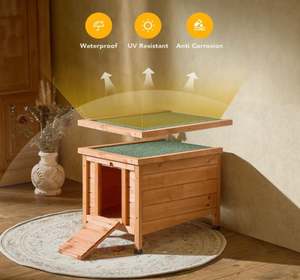 מצמד ארנבת ארנבת hideout עץ מחוץ מחסה לחתולים בית עבור ארנבות עוף - Product Image 6