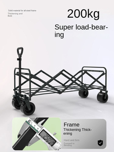 Chariot de camping grande capacité de 1,3 mètre, chariot de marché nocturne, chariot pliable d'extérieur, chariot de pique-nique, remorque, double freinage à roulements - Product Image 3