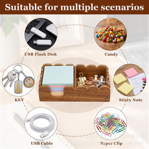 Wooden Wave Shaped Desk Organizer With Sticky Note Holder For Office And <b>Home</b> Use - Product Image 5