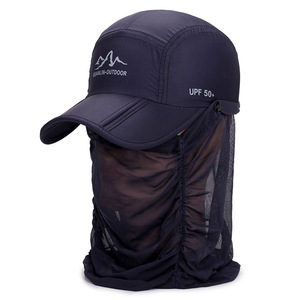 Outdoor Sun Protection Cap With Neck Flap UPF 50+ Quick Dry Breathable Cycling Hat Gray - Product Image 2