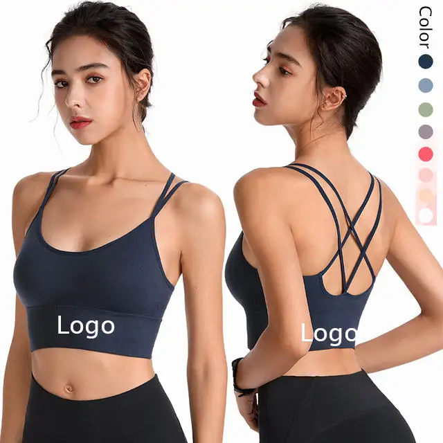 Wholesale Teenage Girls Crop Tops Plus Size Criss-Cross High Impact Strappy Seamless Backless Sports Bra for Women