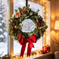 Guirlande de Noël artificielle avec pommes de pin, décoration à suspendre à la porte, fausse guirlande de Noël pour porte d'entrée, vente en gros, personnalisée, rustique