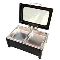 Chauffe-Plats Électrique Professionnel 9L Rectangulaire Noir en Acier Inoxydable pour Buffet – Offre Spéciale