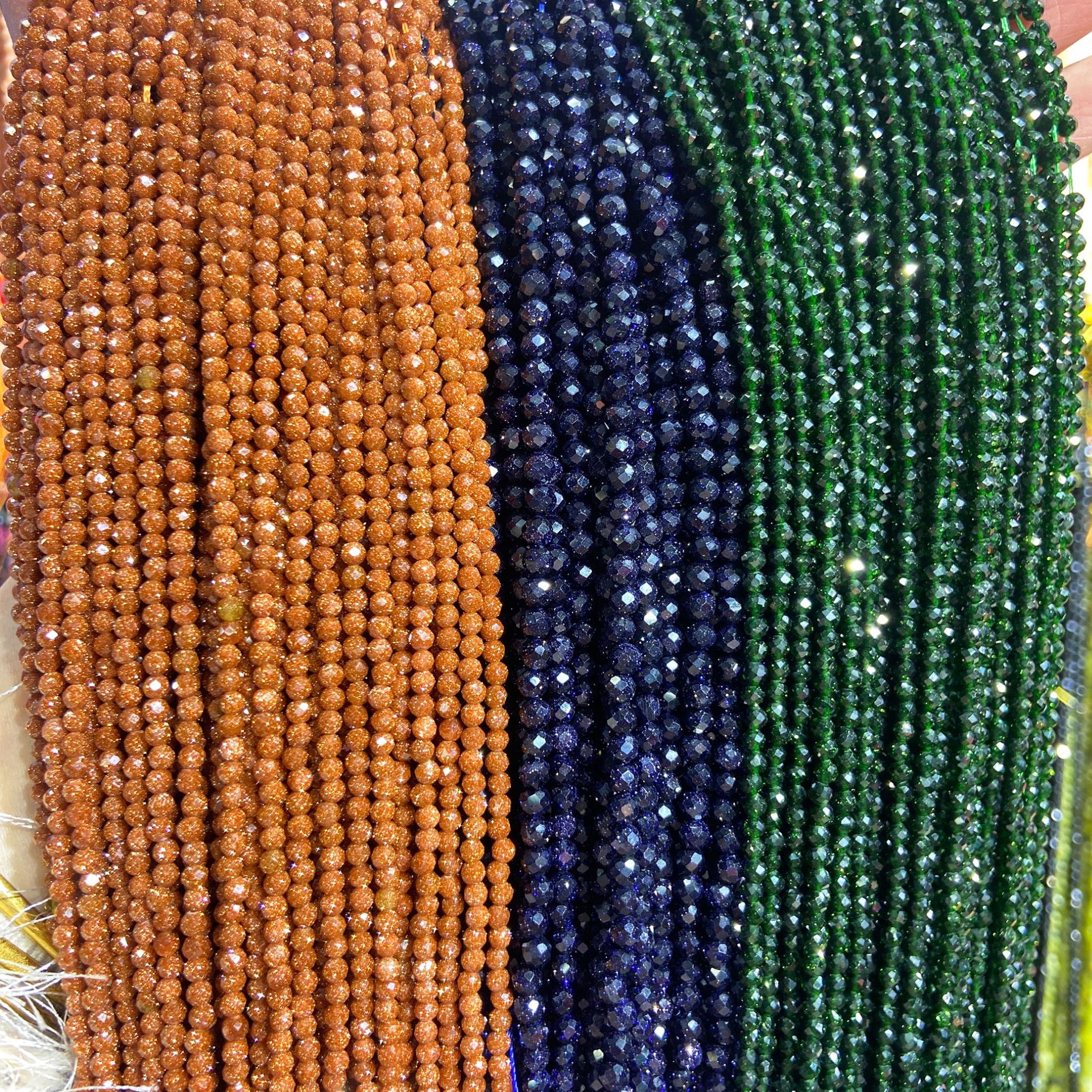 Factory Beads for Jewelry Making 2mm 3mm 4mm Small Size Gemstone Blue Green Golden Sandstone Loose Round Faceted Stone Beads