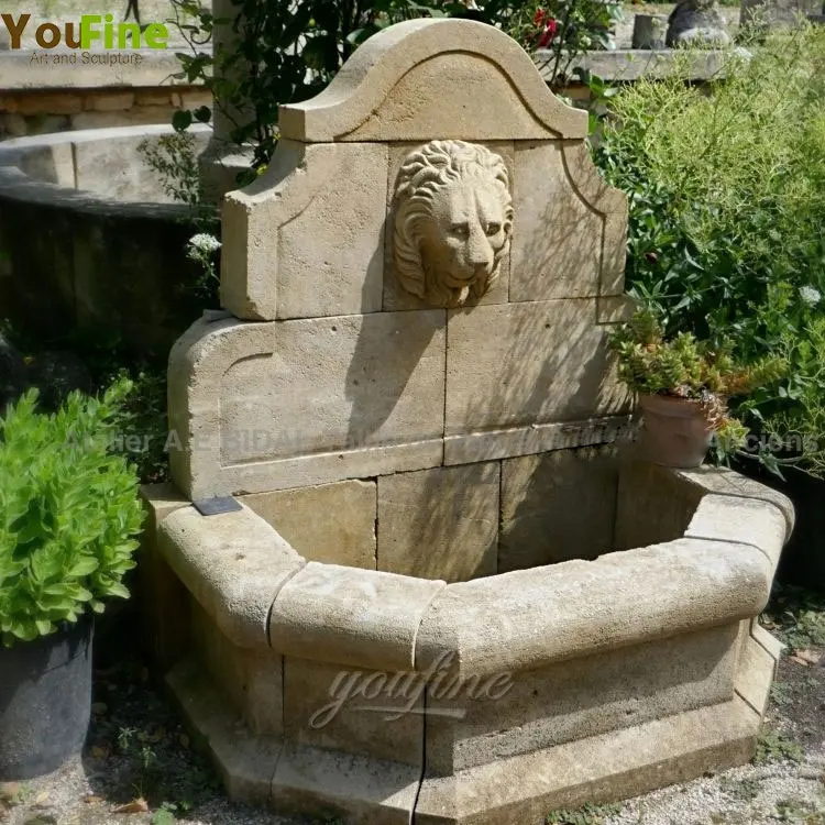 Ручная резная мраморная садовая декоративная каменная голова льва настенный водяной фонтан