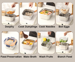 Ngoài trời di động chảo Chảo thép không gỉ container thực phẩm với hình dạng vuông và có thể tháo rời xử lý cho nhà bếp và cắm trại - Product Image 5