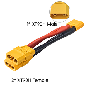 XT90 Stecker auf Dual-Buchse Adapterkabel mit Kupferkern und Silikonmantel, 100mm Länge, Hochleistungs-RC-Drohnen-Lipo-Akku 500V - Product Image 3