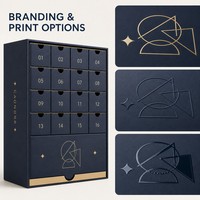 Caja de Adviento de Lujo con Cajón para Dulces de Chocolate, Rejilla y Ventanas Numeradas para una Atmósfera Festiva Cálida