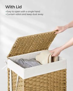Keranjang Rotan Anyaman Tempat Penyimpanan Tas Cucian Oem Keranjang Kanvas Terlaris Kolaborasi Keranjang Modern Dengan Tutup Twin Rolls - Product Image 3
