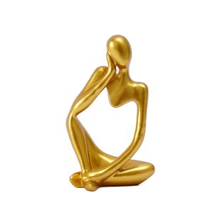 Conjunto de Esculturas de Resina Abstractas del Pensador Dorado - Adorno Moderno para Escritorio, Sala de Estar, Entrada, Mueble de TV, Estante para Vinos, Hogar - Product Image 5