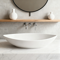 YIDA Lavabo blanc moderne Lavabo en céramique en forme de bateau Lavabo à main Lavabo en céramique Bassin d'art de comptoir