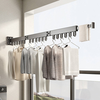 SANIPRO Séchoir à linge mural télescopique coupe-vent pour balcon, en alliage d'aluminium, pliable, avec barre extensible