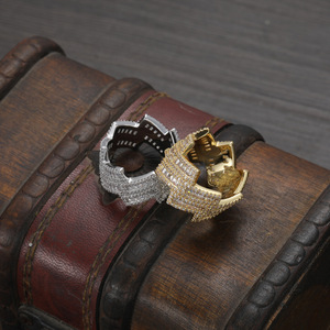 Nuevo Anillo de Cobre con Circonitas para Hombre, Dos Filas de Anillos Cubanos - Product Image 2