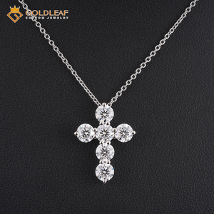Colliers pendentifs croix en or blanc 18 carats avec diamants de laboratoire 0,5 carat et 1 carat, tendance, pour femmes, de la marque Goldleaf Jewelry - Product Image 1