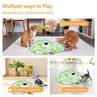 Tapis de jeu électrique interactif pour chat, télécommandé, automatique, avec plumes de papillon, pour la chasse, pour chats d'intérieur et chatons, OEM/ODM