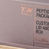 Boîte rigide personnalisée rose avec couvercle et base pour flacons de peptides (6 flacons), en carton, avec éponge, logo estampé à chaud, impression offset