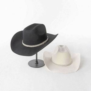 Sombreros de Vaquero para Mujer al por Mayor 2024, Sombrero Fedora de Ala Ancha con Banda de Diamantes de Imitación de Lujo, Logotipo Personalizado, para Viajes y Fiestas, Cuatro Estaciones - Product Image 2