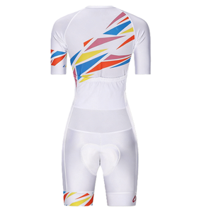 Maillot de cyclisme unisexe personnalisé OEM à demi-zip, blanc, simple, à manches courtes, pour triathlon, natation, cyclisme et course à pied - Product Image 2