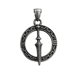 Yunnique Collier avec pendentif épée en acier titane pour homme, design géométrique, pendentif unique 3x60 cm - Product Image 5
